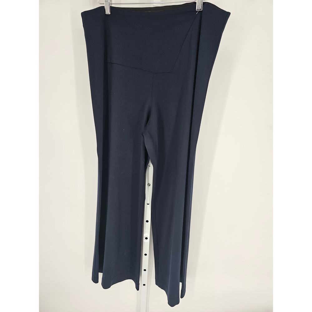 Equestrian Women's Blue Wide Straight Leg High Rise Elastic Waist Pant Size XXL